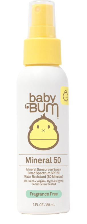 Sun Bum Baby Bum SPF 50 Mineral Sunscreen Spray Fragrance Free 3oz
