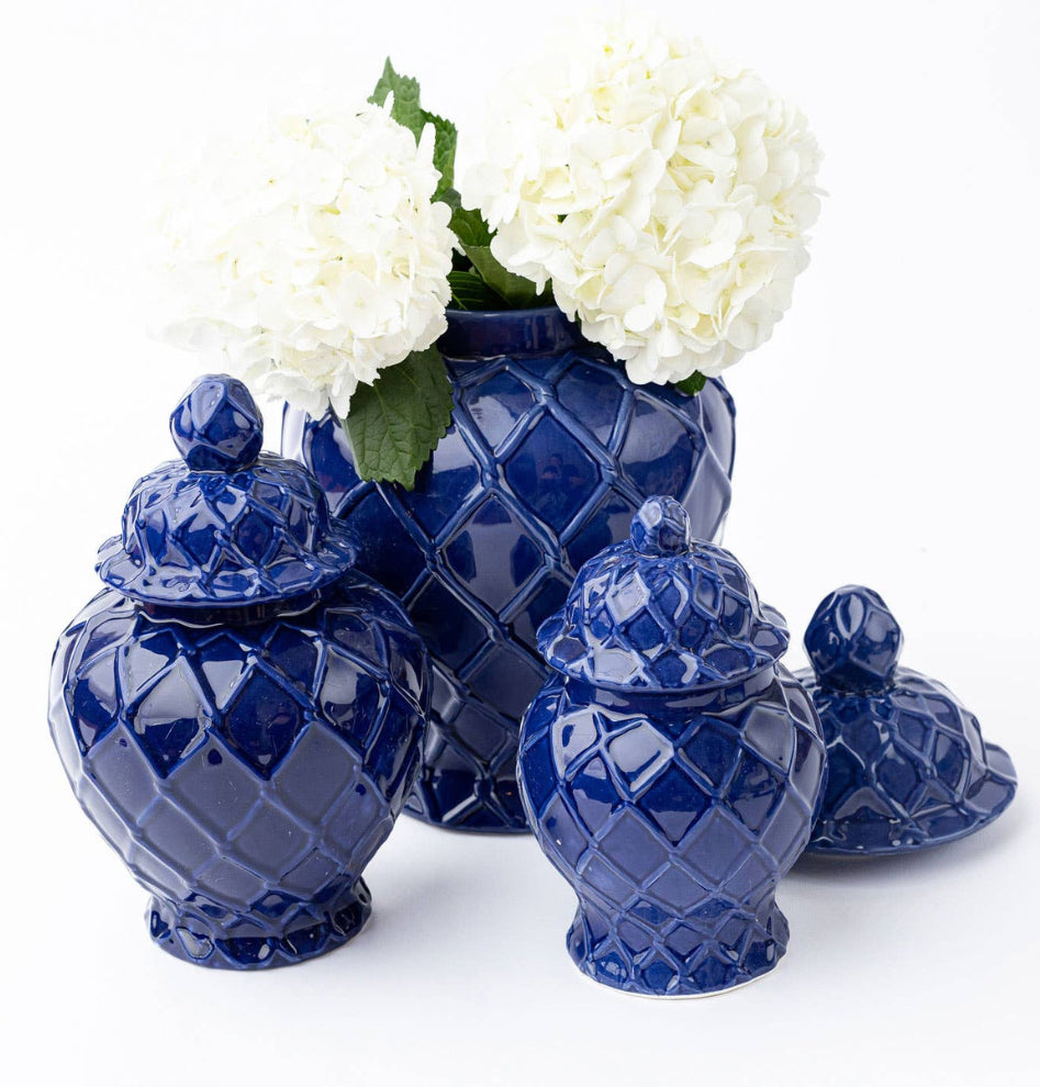 8 Oak Lane Navy Small Textured Ginger Jar