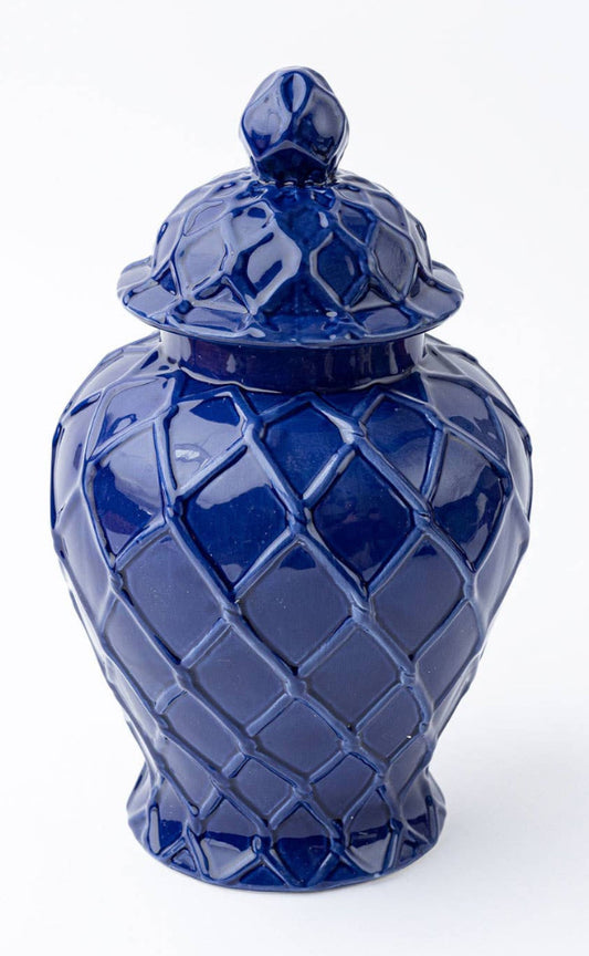 8 Oak Lane Large Textured Ginger Jar Navy