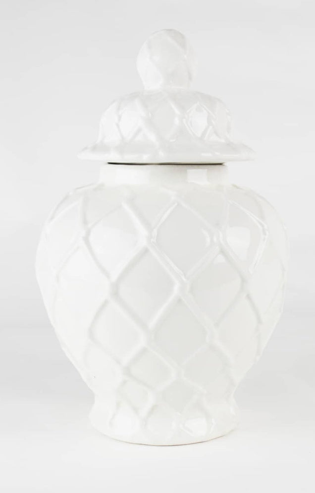 8 Oak Lane Large Textured Ginger Jar White