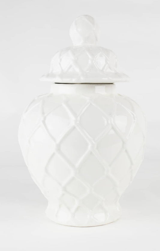 8 Oak Lane Large Textured Ginger Jar White
