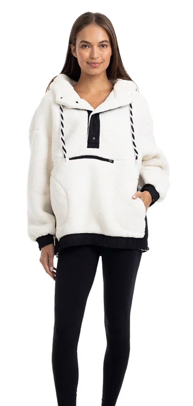 Katydid WHITE WOMEN'S TWO-TONED PULLOVER HOODIE