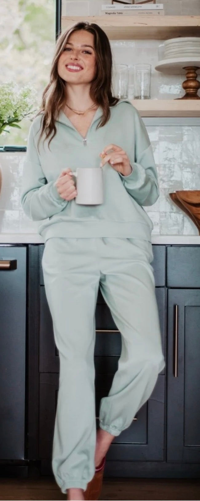 Katydid SEAFOAM HALF ZIP PULLOVER LOUNGE SET