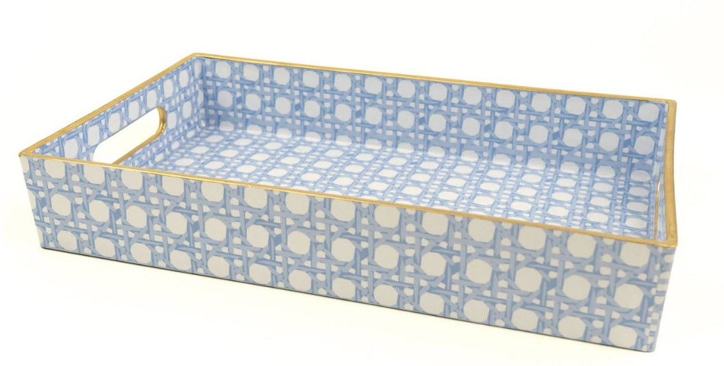 8 Oak Lane Rectangular Tray Blue Cane