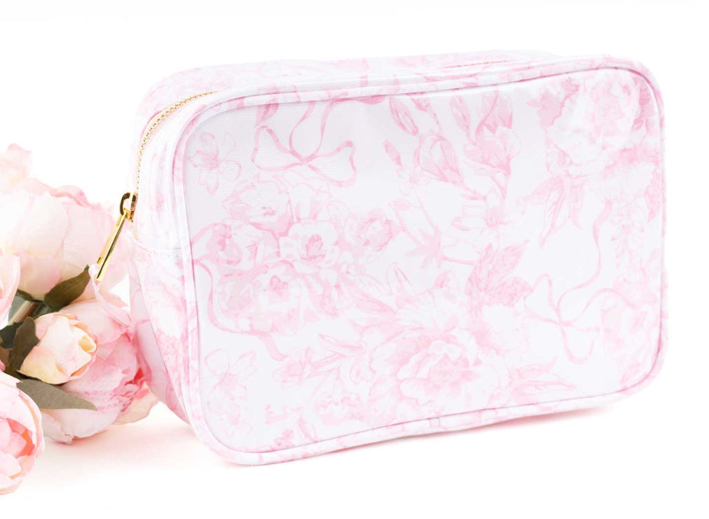 8 Oak Lane Clear Coated Rectangular Cosmetic Pink Bow Toile