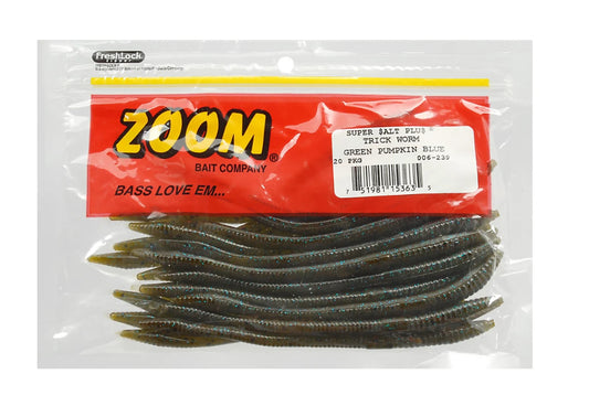 Zoom Super Salt Plus C Tail Worm Green Pumpkin