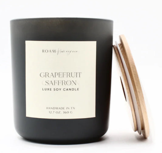 Roam Homegrown Grapefruit Saffron Luxe Soy Candle, Smoke
