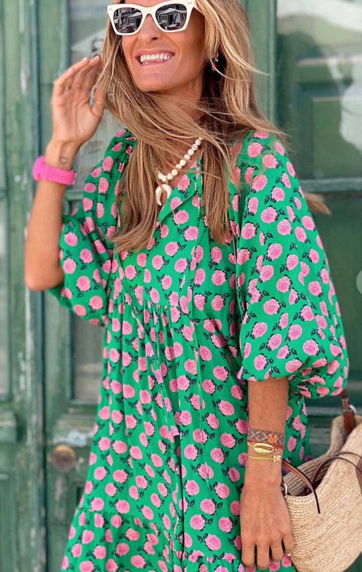 Charmo V Neck Half Sleeve Bohemian Maxi Long Dresses