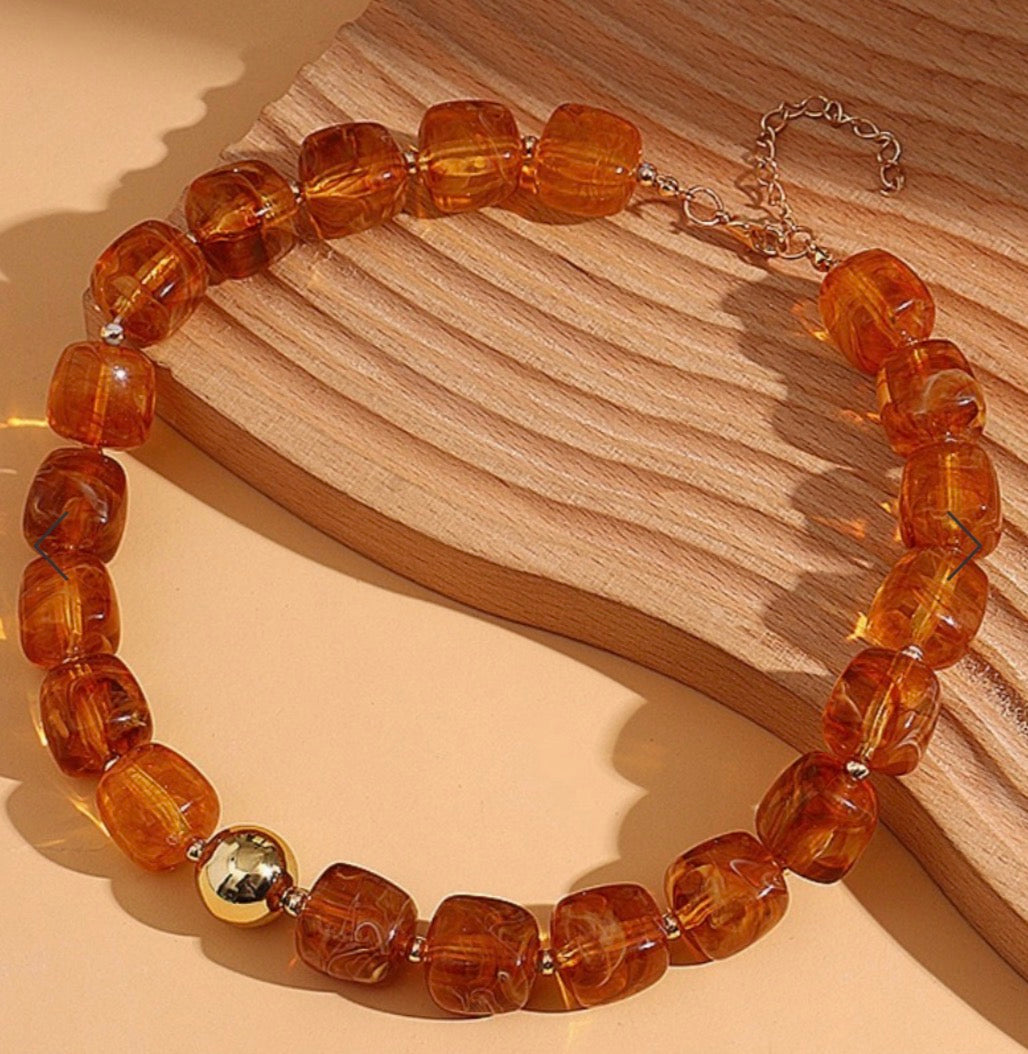 Resin Bead Necklace Coffee