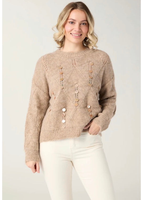 Coco + Carmen McKenna Pointelle Sweater with Paillettes