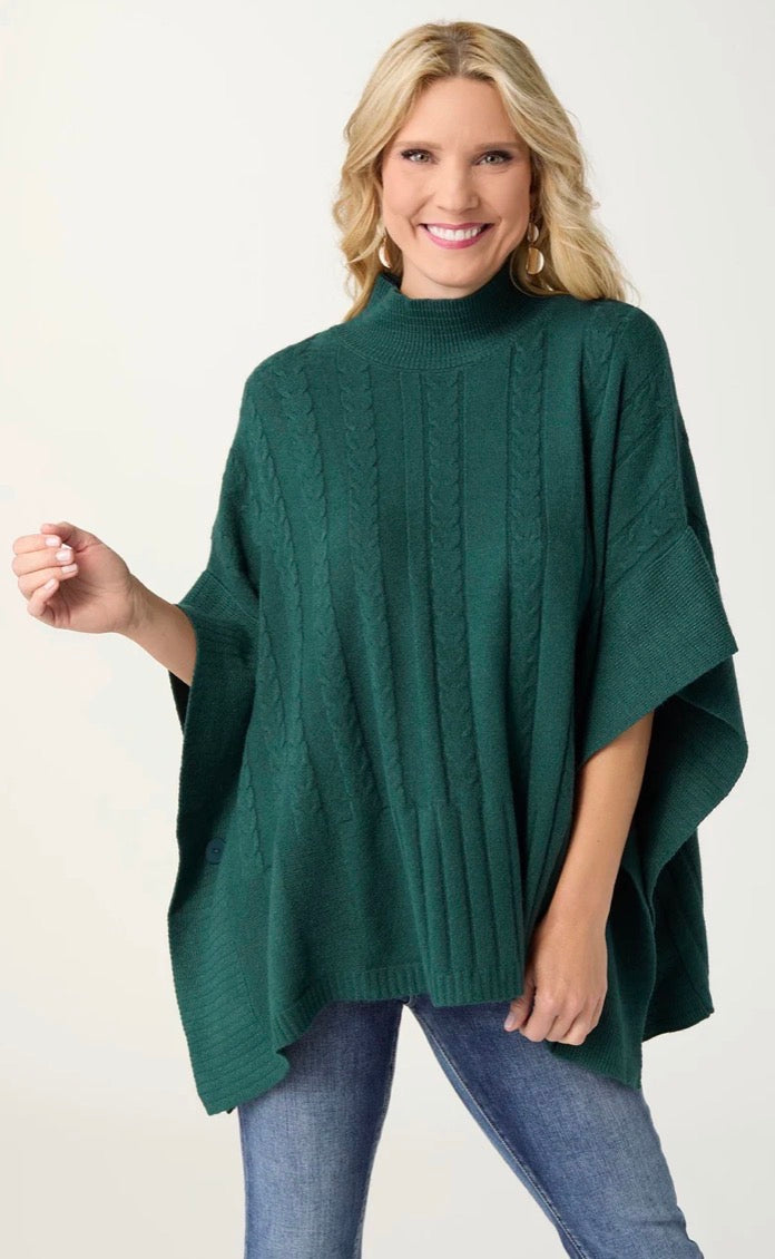 Coco + Carmen HEAVENLY-LUXE CABLE KNIT MOCK NECK PONCHO