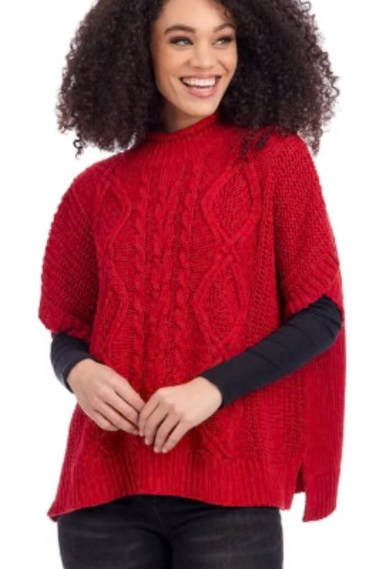 Mudpie Claude Cable Knit Sweater Red