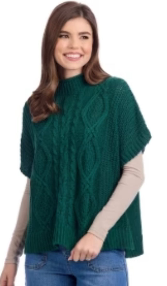 Mudpie Claude Cable Knit Sweater Green OS