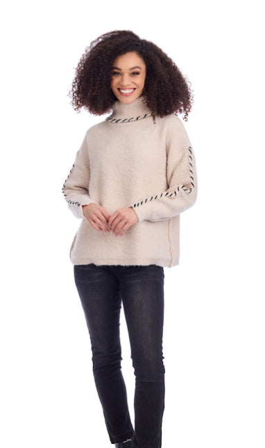 Mudpie Fallon Contrast Sweater Cream