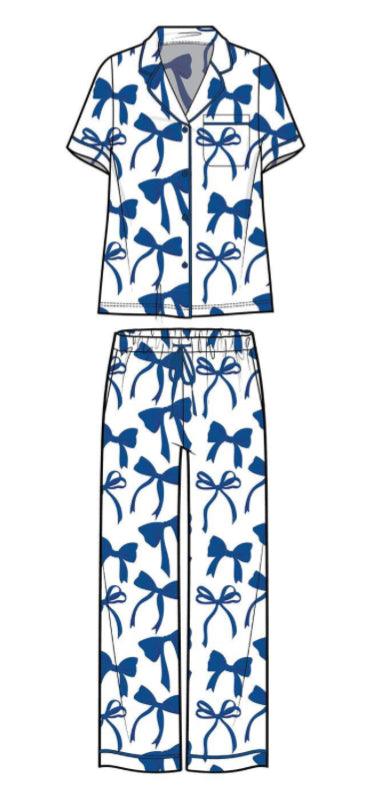 Mary Square Pant Set Charlotte Bows Blue/White