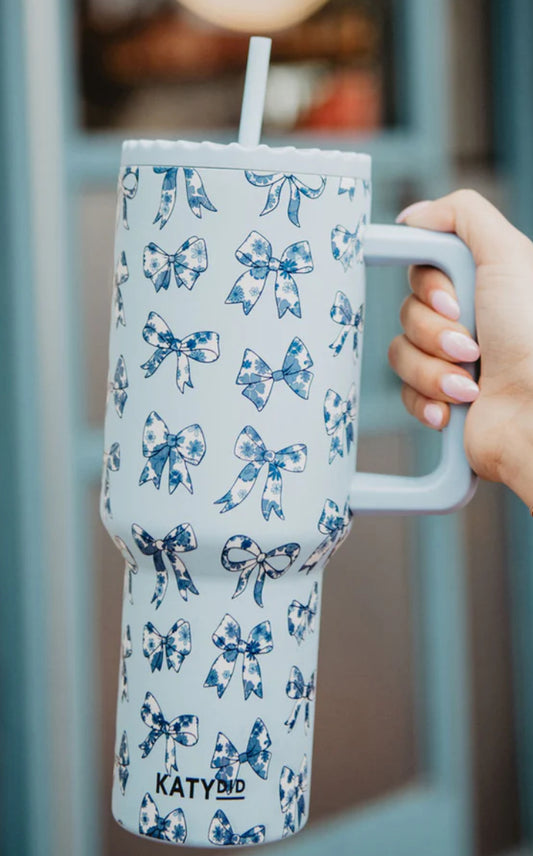 Katydid Chinoserie Conquette Bows 38oz Tumbler