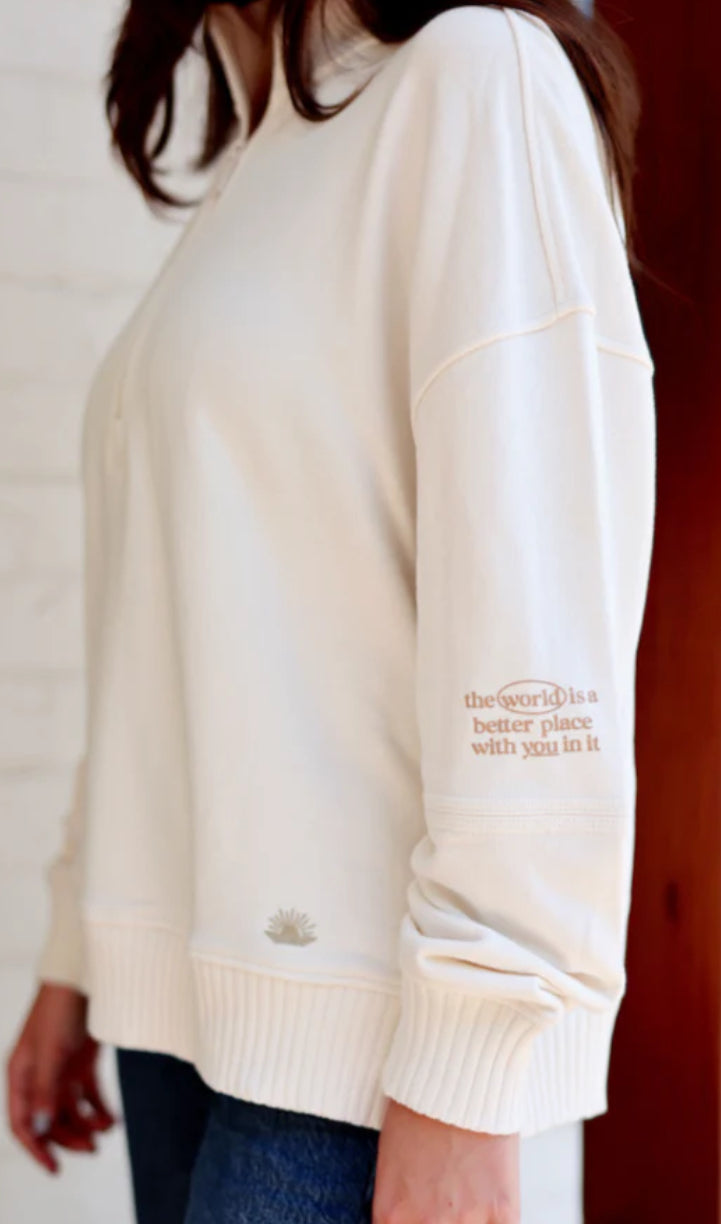 Jadelynn Brooke Early Riser Quarter Zip - A Better Place With You Cream