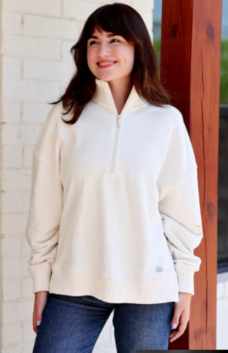 Jadelynn Brooke Early Riser Quarter Zip - A Better Place With You Cream