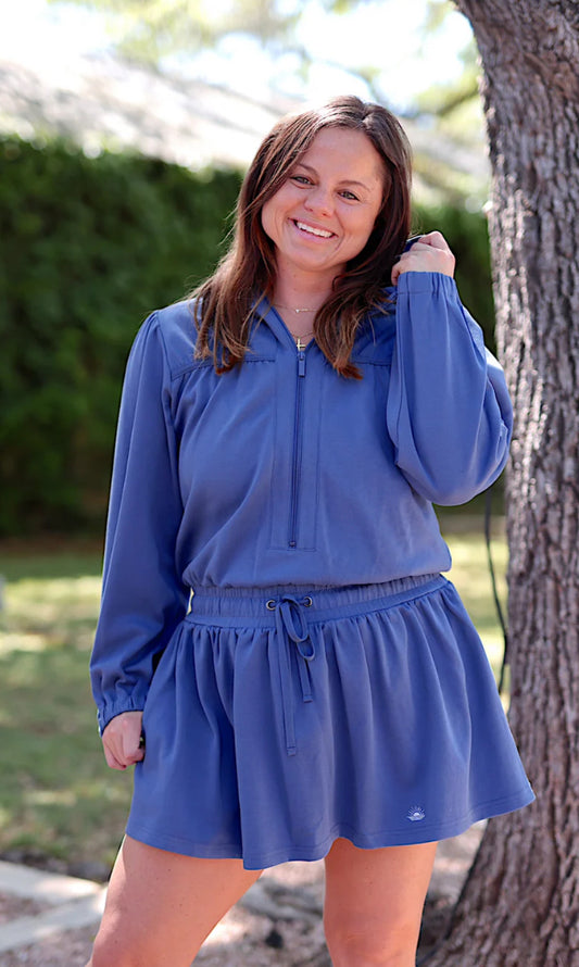 Jadelynn Brooke Jet Setter Hoodie Skort Dress Marine