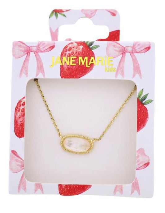 Jane Marie Kids Gold Cable Chain Necklace with Clear Sideways Rectangle