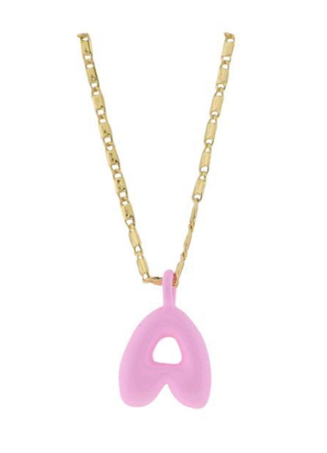 Jane Marie Kids 18K Gold Plated Chain Necklace With Pink LETTERS
