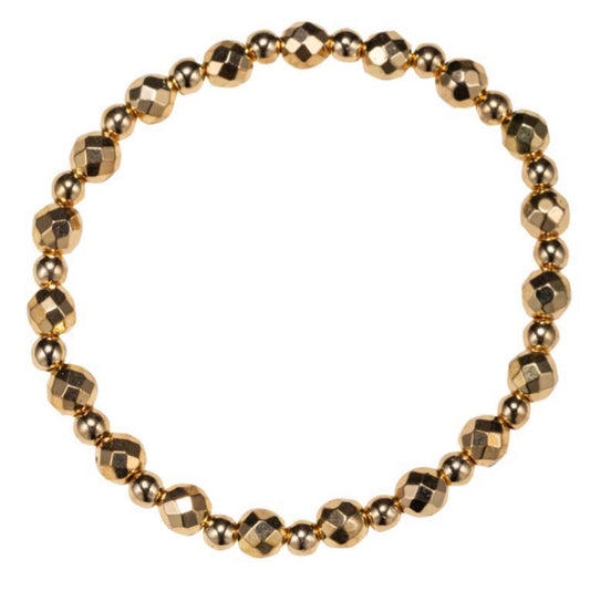 Jane Marie Gold Faceted Round Beaded Stretch Bracelet