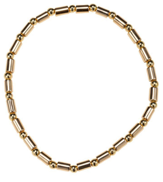 Jane Marie Gold Tubular, Round Beaded Stretch Bracelet