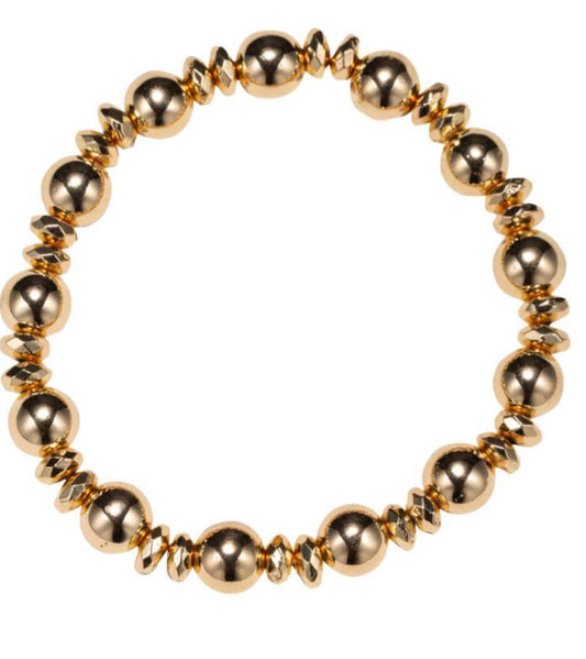 Jane Marie Gold Large Round Beaded Stretch Bracelet