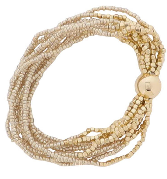 Jane Marie Gold Seed Bead Beaded Multi Strand Bracelet With Gold Ball