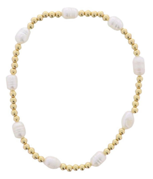 Jane Marie 18K Gold Plated Gold, Pearl Beaded Uniform Pattern Stretch