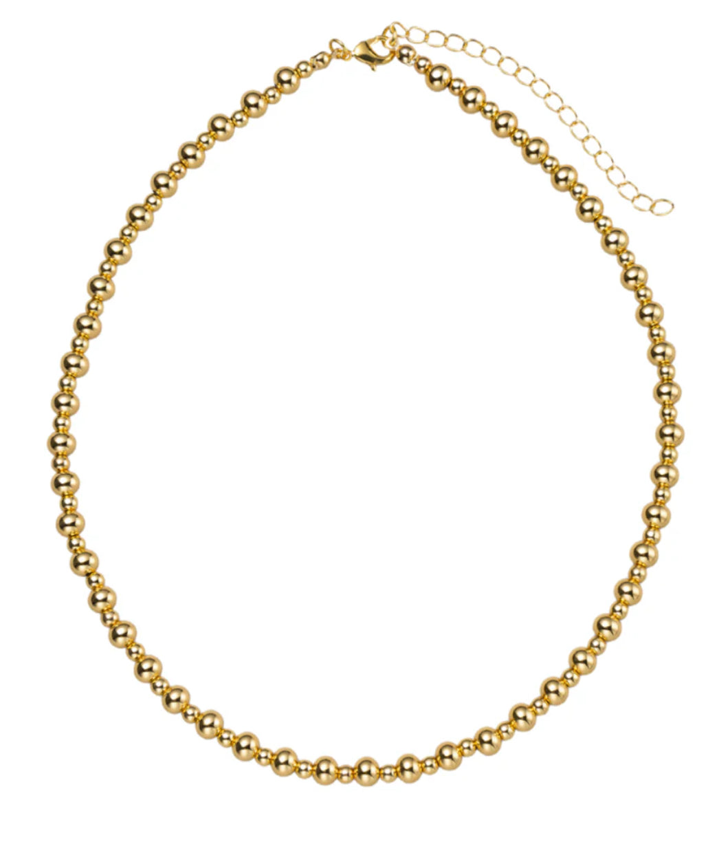 Jane Marie 18K Gold Plated Gold 4MM, 6MM Ball Beaded Necklace
