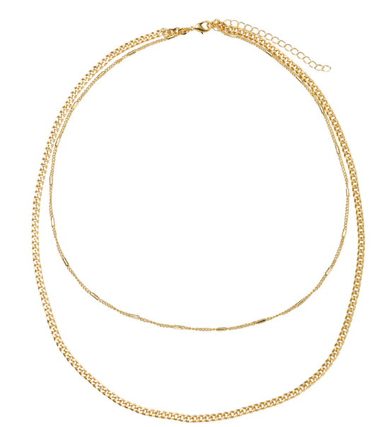 Jane Marie 18K Gold Plated Gold Chain 2 Layer Necklace