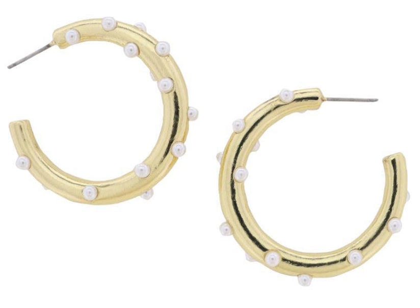 Jane Marie 18K Gold Plated Hoop Earring With White Pearl