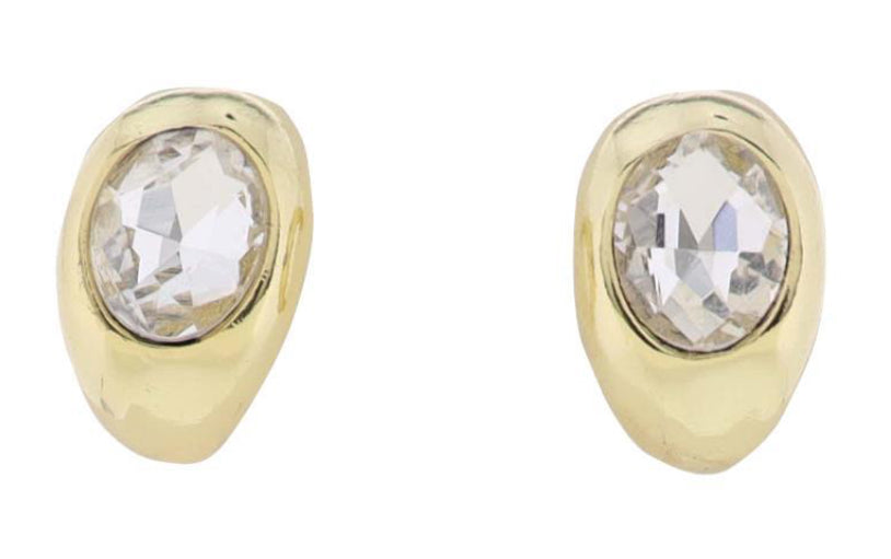 Jane Marie 18K Gold Plated Hoop Earring With Clear Large Crystal