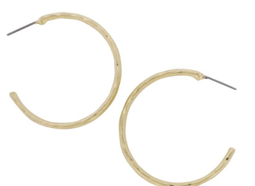Jane Marie Gold Hammered Hoop Earring