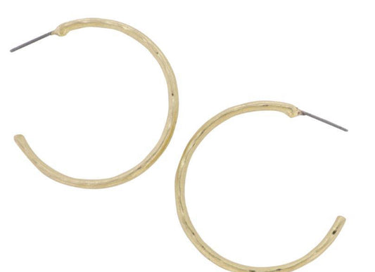 Jane Marie Gold Hammered Hoop Earring