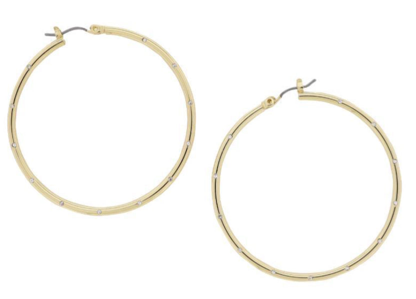 Jane Marie 18K Gold Plated Delicate Hoop Earring with Clear Tiny Crystal