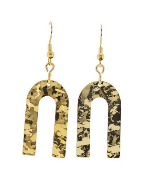 Jane Marie 18K Gold Plated Gold Hammered Arch Earrings