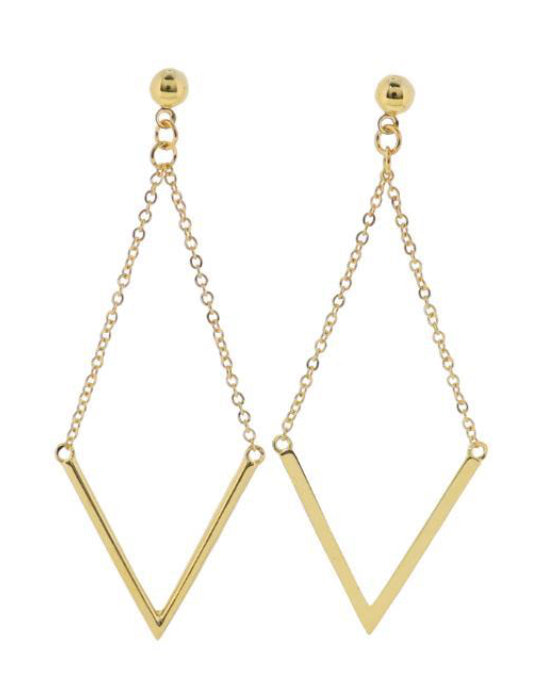 Jane Marie 18K Gold Plated Gold Half Chain Diamond Shape Earrings