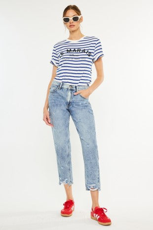 Kancan High Rise Ankle Mom Medium Wash Jeans