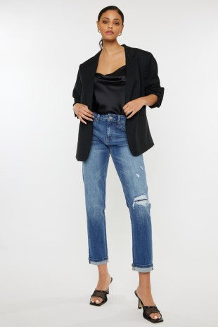 KanCan Mid Rise Boyfriend Medium Wash Jeans