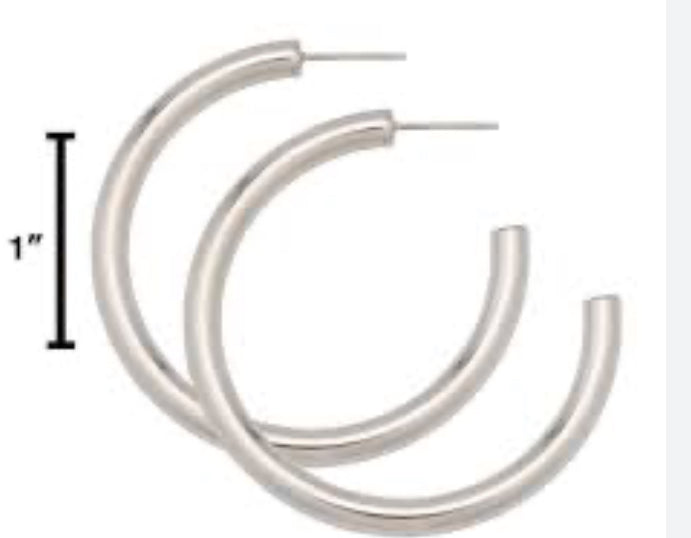 Alex Carol 50MM Medium Open 3MM Hollow Hoop Matte Silver Color Water Resistant