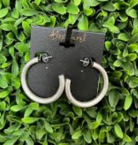 Alex Carol 30MM Small Open 5MM Hollow Hoop Silver Matte Color Water Resistant
