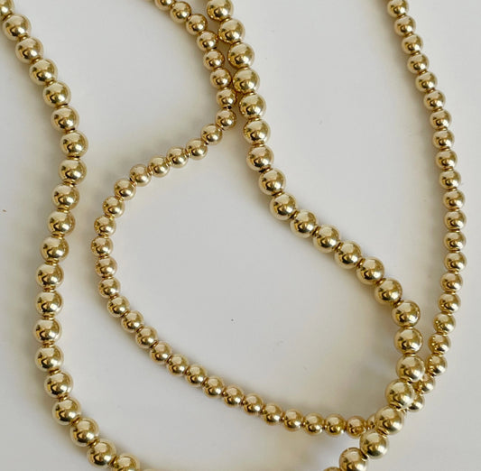 Alex Carol 4MM H2O Resistant Gold Ball Necklace 15.5” W/2” Extender
