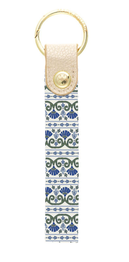 Michelle McDowell Key Fob Skinny Floral Foulard Navy