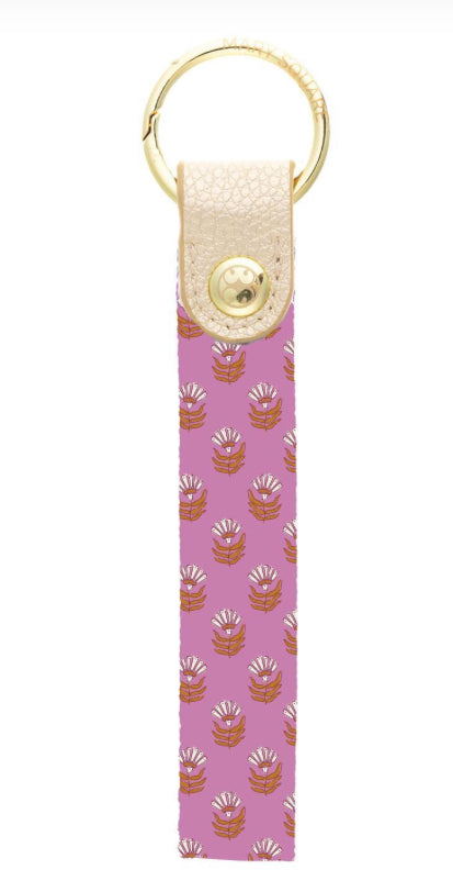 Michelle McDowell Key Fob Skinny Pink Floral Block
