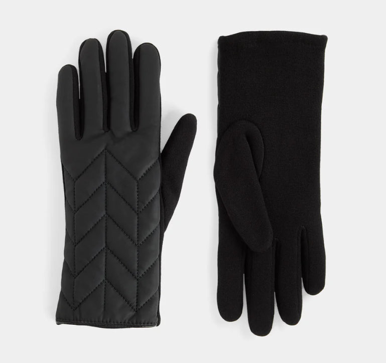 Coco+Carmen  Matte Chevron Puffer Touchscreen Gloves - Black