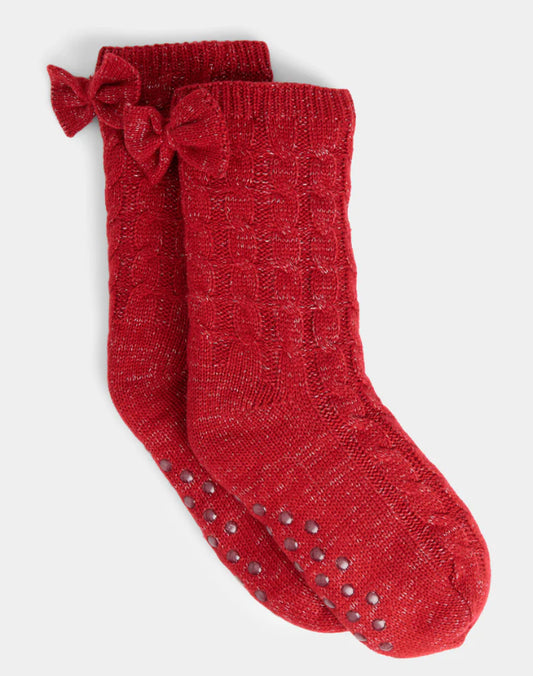 Coco+Carmen Bow Back Slipper Socks Red