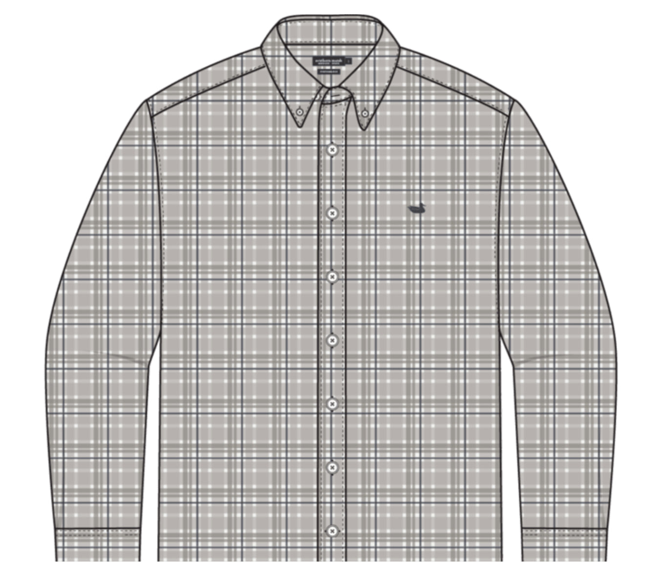 Southern Marsh Grainger Performance Plaid Dress Shirt Burnt Taupe Taupe & Navy