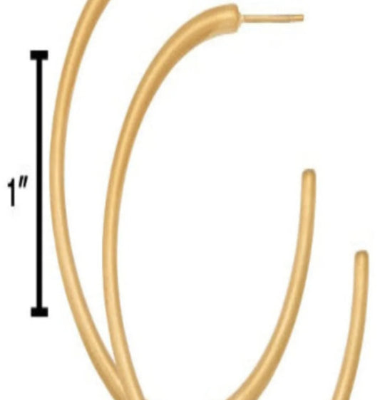 Alex Carol 50mm Med Open 3mm Hollow Hoop 14KT Matte Gold Color Water Resistant